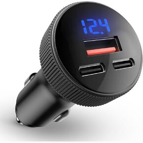 USB C Car Charger, GemCoo 108W Cigarette Lighter USB Charger LED Indicator Type C Charger Dual PD45W & QC3.0 Super Fast Charging, Compatible with iPhone Samsung iPad