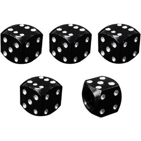 Ziciner 5 PCS Dice Style Tire Valve Stem Caps, Aluminum Dice Car Valve Stem Covers, Leakproof Auto Tire Dust Caps, Universal Vehicle Exterior Accessories for SUVs Trucks Motorcycles (Black)