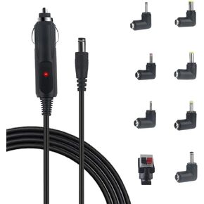 12V 2A Car Charger, Universal DC 5.5x2.1mm Charger Adapter with 8 Connector Tips for DVD Player, GPS, Bluetooth Speakers, Piano Keyboard, External Hard Drive, Camera, Router