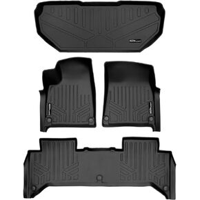 SMARTLINER Custom Fit All Weather Black 2 Row Floor Mat Liner Set and Front Trunk Liner Compatible with 2022-2023 Rivian R1T