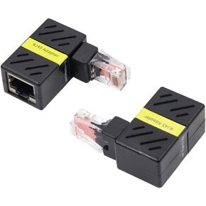 RIIEYOCA RJ45 Gigabit Network 90 Degrees 360 Degrees Rotated Male and Female Adapters, RJ45 Male and Female Extension Supports CAT6 and CAT5 Standards for Computers, Laptops, Router(2-Pack)