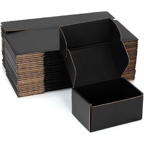 6x6x3 Small Shipping Boxes - Set of 25 Black Cardboard Boxes for packaging, shipping, Mailing and Gift