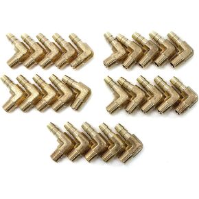 LTWFITTING 90 Degree Elbow Brass Barb Fitting 1/4 ID Hose x 1/8-Inch Male NPT Air(Pack of 25)