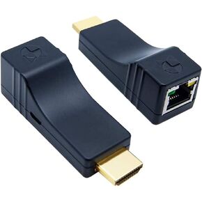 موسع DDMALL Mini بطول 330 قدمًا عبر كابل CAT5e/CAT6 فردي، عالي الدقة 1080 بكسل، التوصيل والتشغيل، يعمل بمنفذ USB، سهل التركيب، لا يوجد زمن انتقال، لا حاجة إلى كابل HDMI إضافي، جهاز إرسال واستقبال HDMI (HE-20)