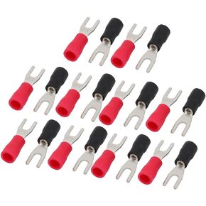 uxcell® 10 Pairs AWG 22-16 Crimp Terminals Pre-Insulated Wire Connector Spade Black Red
