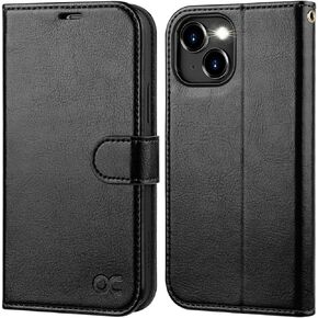 OCASE متوافق مع حافظة محفظة iPhone 15 Plus، حافظة قابلة للطي من جلد البولي يوريثان مع حامل بطاقات RFID Blocking Stand [غلاف داخلي من مادة TPU مقاوم للصدمات] غطاء هاتف 6.7 بوصة 2023، أزرق ريترو