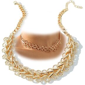 Gold Geometry Flower Choker Necklace for Women Girls Trendy Heart Chokers Necklaces Minimalist Chain Neckless Jewelry Cute Sexy Fashion Party Prom 90s Accessories