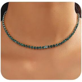 Sparkly Rhinestone Tennis Necklace Crystal Rhinestone Choker Necklace Simple Rhinestone Tennis Choker Necklace Dainty Rhinestone Tennis Necklace for Brides Bridesmaid