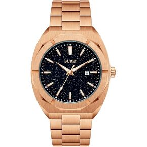 BUREI Fashion Business Men's Wrist Watches Stainless Steel Waterproof Quartz Watch Valentines Day Gifts for Men