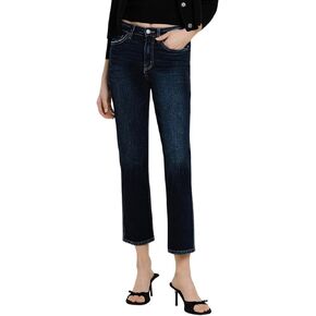Flying Monkey Women's High-Rise Crop Straight Leg Jeans in Liberation