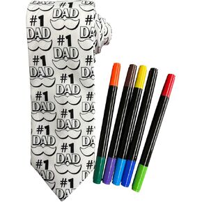 Otis & Oliver Design a Tie DIY Color your own Blank Necktie with included Fabric Markers- Great for Father's Day, Birthday