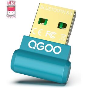 USB Bluetooth Adapter for PC - QGOO Bluetooth Dongle 5.3 EDR, Wireless Bluetooth Receiver for Desktop Computer Laptop Bluetooth Windows 8.1/10/11（green-210）