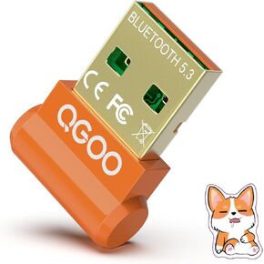 USB Bluetooth Adapter for PC - QGOO Bluetooth Dongle 5.3 EDR, Wireless Bluetooth Receiver for Desktop Computer Laptop Bluetooth Windows 8.1/10/11（orange-001）