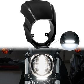 Headlight Fairing for Harley Breakout, Gloss Black Plastic Headlights Bezel Trim Fairing Cowel Cover with Accent Light for Harley Softail Breakout 2018-2020 Accessories