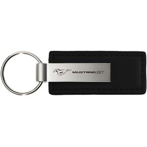 Au-TOMOTIVE GOLD Rectangular Leather Key Chain for Ford Mustang (Black)