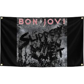 Generic Rock Band Bon Music Album Jovi Cover 3 × 5Ft لغرفة النوم والكلية والمهجع وغرفة النوم والديكور الداخلي والحفلات الممتعة، أسود in Kuwait