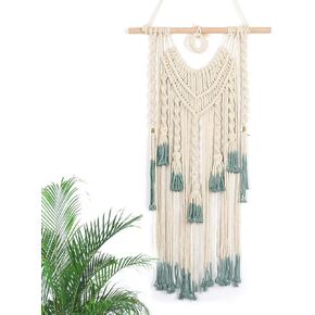 Alynsehom Macrame الجدار شنقا الأخضر والبيج نسيج منسوج بوهو شيك شرابات قلادة الهبي البوهيمي جدار الفن غرفة نوم غرفة المعيشة النوم خلفية ديكورات المنزل، 33 "× 18" (الأخضر والبيج) in Kuwait