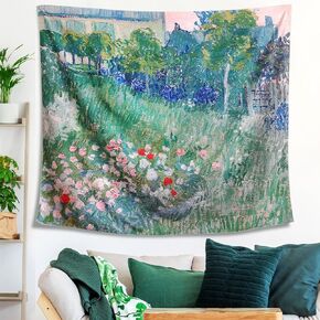 HXYYQQ Van Gogh Artwork Tapestry Green Wheat Fields Auvers Poster Wall Art for Home Bedroom Room Decor 59×51 Inch