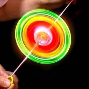 Flywheel Spinning Spinner Fidget Light Rainbow Lightshow Orbital Flash Novelty Adult‘s Gift Pull Line Flashing Glow in The Dark Wheel Colorful Sorting and Stacking