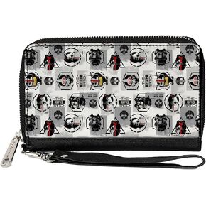 Buckle-Down PU Zip Around Wallet Rectangle Star Wars The Bad Batch Clone Force 99 Helmets Grays Black