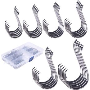 Octopus Hook Fishing Hooks High Carbon Steel Offset Circle Hooks for Freshwater Saltwater for Bass Trout Catfish,160Pcs,Size: 2/0 3/0 4/0 5/0 6/0 8/0