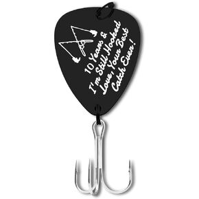 10th Anniversary Hook Gifts for Him Her 10 Years Anniversary Hook Gifts Husband Gifts from Wife Fisherman Gifts Fishing Lovers Fishing Lure Gifts Couple Gifts for Christmas Anniversary Valentines