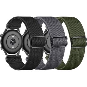 3 Pack Stretchy Nylon Watch Bands Compatible with Amazfit Bip 5/Balance/Cheetah/GTR 4/ GTR 3 Pro/GTR 3/GTR 2/GTR 2e/GTR 47mm, 22mm Loop Elastic Straps for Men Women
