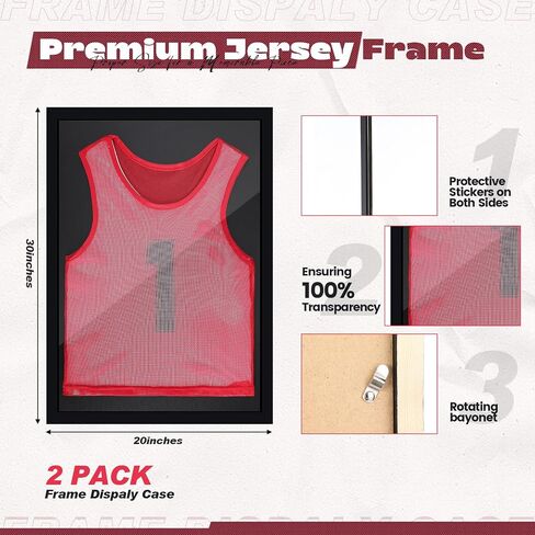 2 Pcs Jersey Display Case 30 x 20 Inch Shadow Box for Jersey Large Jersey Frame for Wall Display Shirt Frame Display Case for Basketball Baseball Soccer Hockey Football Sports Uniform in Saudi Arabia