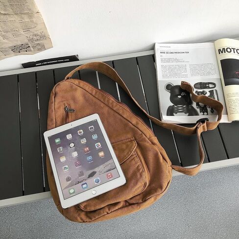 Canvas Sling Crossbody Bag for Women Men, Daypack Sling Bags Travel Casual Hiking Small Chest Shoulder Purse Bag Outdoor in Saudi Arabia