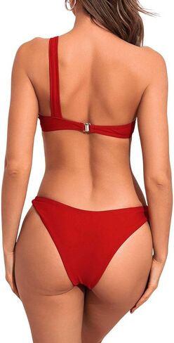 SweatyRocks Women's 2 Piece Cut Out Bathing Suit One Shoulder Bra High Cut Bikini Swimsuit in Saudi Arabia