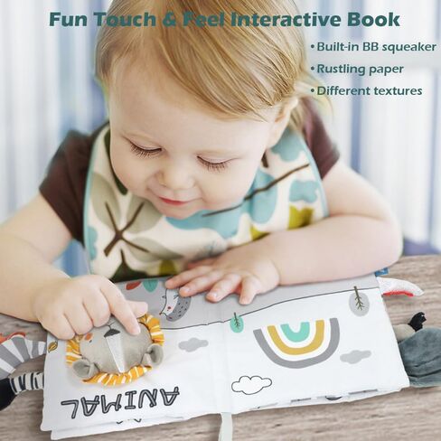 Baby Cloth Books, Touch & Feel Soft Crinkle Interactive Book, Early Development Activity Stroller Toys for Infants and Toddlers(Elephant) in Saudi Arabia