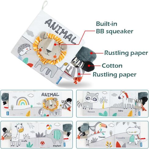 Baby Cloth Books, Touch & Feel Soft Crinkle Interactive Book, Early Development Activity Stroller Toys for Infants and Toddlers(Elephant) in Saudi Arabia