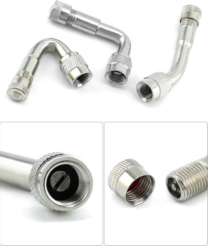 QWORK Valve Stem Extension Kit for Cars, RVs, Bicycles, and More - 4pc Stainless Steel + 6pc Brass, 7" and 12" Lengths, 45°, 90°, and 135° Angles in Saudi Arabia