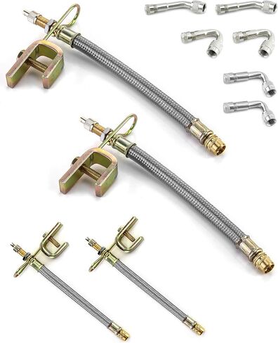 QWORK Valve Stem Extension Kit for Cars, RVs, Bicycles, and More - 4pc Stainless Steel + 6pc Brass, 7" and 12" Lengths, 45°, 90°, and 135° Angles in Saudi Arabia