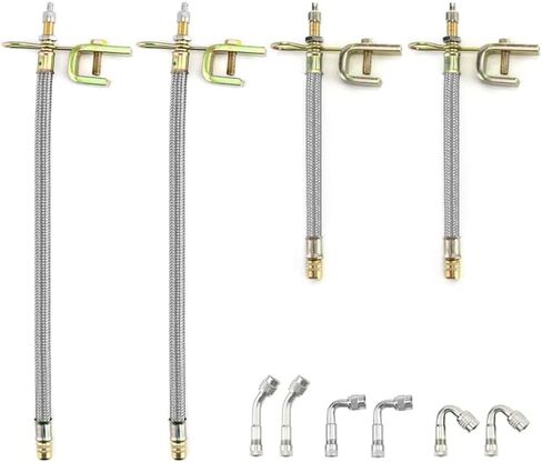 QWORK Valve Stem Extension Kit for Cars, RVs, Bicycles, and More - 4pc Stainless Steel + 6pc Brass, 7" and 12" Lengths, 45°, 90°, and 135° Angles in Saudi Arabia