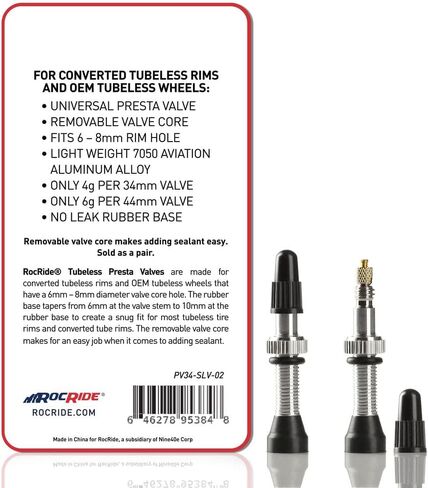 Tubeless Presta Valve Stems for Bike Tire Rims. Mountain and Road Bicycles. Black and Silver. in Saudi Arabia