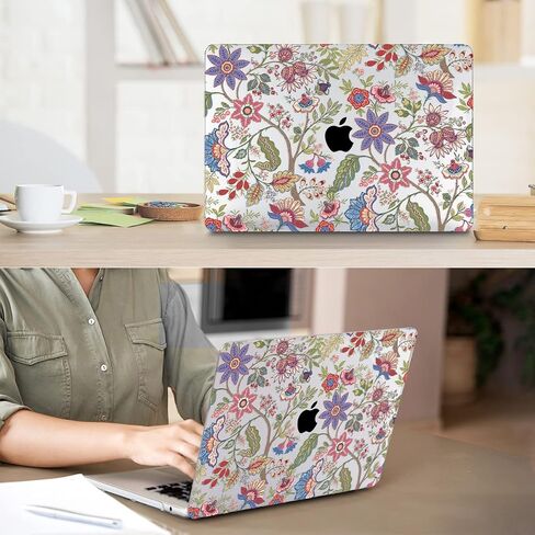 Compatible with MacBook Air 13.6 inch Case Model A2681 M2 2022 Release Touch ID & Liquid Retina Display, Plastic Hard Shell&Keyboard Cover&Screen Protector&Webcam Cover, Vintage Flower, in Saudi Arabia