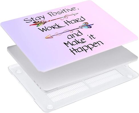 MOSISO Compatible with MacBook Pro 13 inch Case M2 2024, 2023, 2022-2016 A2338 M1 A2251 A2289 A2159 A1989 A1708 A1706, Plastic Gradient Inspiring Words Hard Case&Keyboard Cover, Purple in Saudi Arabia