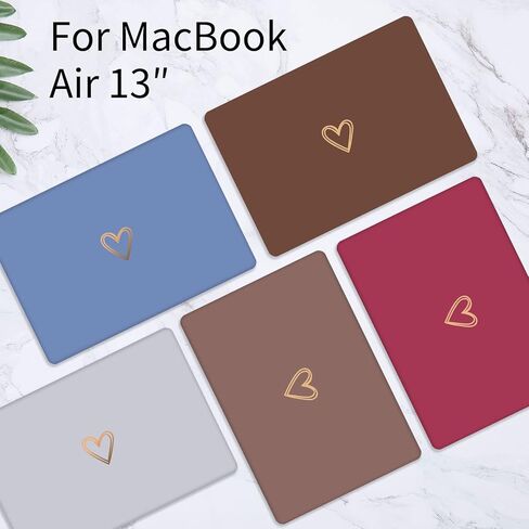 Seorsok متوافق مع حافظة MacBook Air 13 بوصة 2020 2019 2018 الإصدار A1932 A2179 M1 A2337 Touch ID، حافظة بلاستيكية صلبة بنمط قلب ذهبي وجذاب مع غطاء لوحة مفاتيح، بني in Kuwait