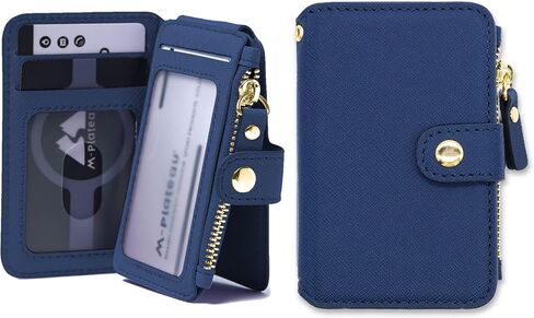 Small Wallet with Zipper Pocket, RFID Blocking Front Pocket Wallets, Leather Minimalist Credit Card Holder for Men Women (Black) in Saudi Arabia
