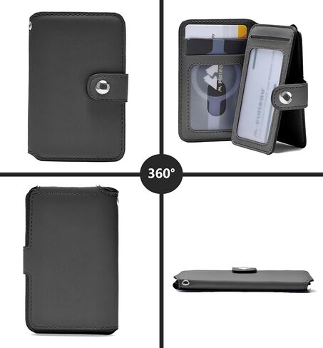 Small Wallet with Zipper Pocket, RFID Blocking Front Pocket Wallets, Leather Minimalist Credit Card Holder for Men Women (Black) in Saudi Arabia