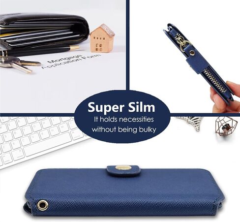 Small Wallet with Zipper Pocket, RFID Blocking Front Pocket Wallets, Leather Minimalist Credit Card Holder for Men Women (Black) in Saudi Arabia