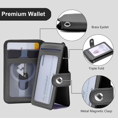 Small Wallet with Zipper Pocket, RFID Blocking Front Pocket Wallets, Leather Minimalist Credit Card Holder for Men Women (Black) in Saudi Arabia