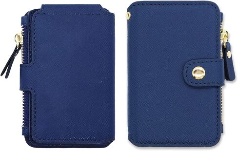 Small Wallet with Zipper Pocket, RFID Blocking Front Pocket Wallets, Leather Minimalist Credit Card Holder for Men Women (Black) in Saudi Arabia
