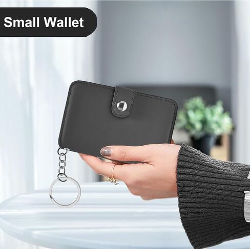 Small Wallet with Zipper Pocket, RFID Blocking Front Pocket Wallets, Leather Minimalist Credit Card Holder for Men Women (Black) in Saudi Arabia