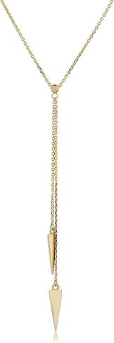 Kooljewelry قلادة من الذهب الأصفر عيار 14 قيراط على شكل مثلث مزدوج (يمكن تعديلها إلى 17 أو 18 بوصة) in Saudi Arabia