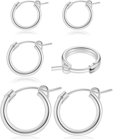 3 Pairs Small Gold Hoop Earrings for Women Set, Lightweight S925 Sterling Silver Hypoallergenic Hoops in 14k Gold Plated, Rose Gold Plated and Silver for Women Girls in Saudi Arabia