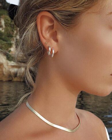 3 Pairs Small Gold Hoop Earrings for Women Set, Lightweight S925 Sterling Silver Hypoallergenic Hoops in 14k Gold Plated, Rose Gold Plated and Silver for Women Girls in Saudi Arabia