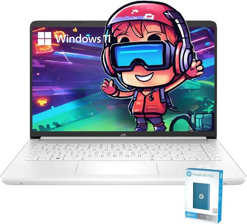 HP Laptop, 14"" HD Touchscreen Display, AMD Athlon Processor, 8GB RAM, 512GB SSD, Long Battery Life, WiFi, HDMI, Bluetooth, Thin & Portable, Windows 11, w/WOWPC Bundle, Silver in Saudi Arabia