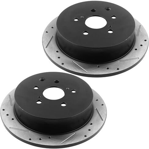 309mm Rear Brake Pads and Rotors Kit Compatible with Toyota Highlander Sienna, Lexus RX350 RX450h Drilled and Slotted E-Coating Disc Brake Rotors & Ceramic Brakes Pads in Saudi Arabia